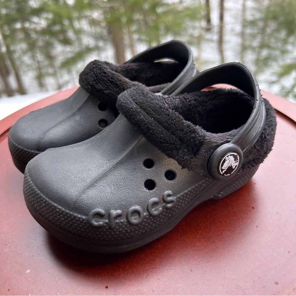 Crocs Blitzen Black Removable Fleece Liner | Little Kid Size 9 - Picture 2 of 8